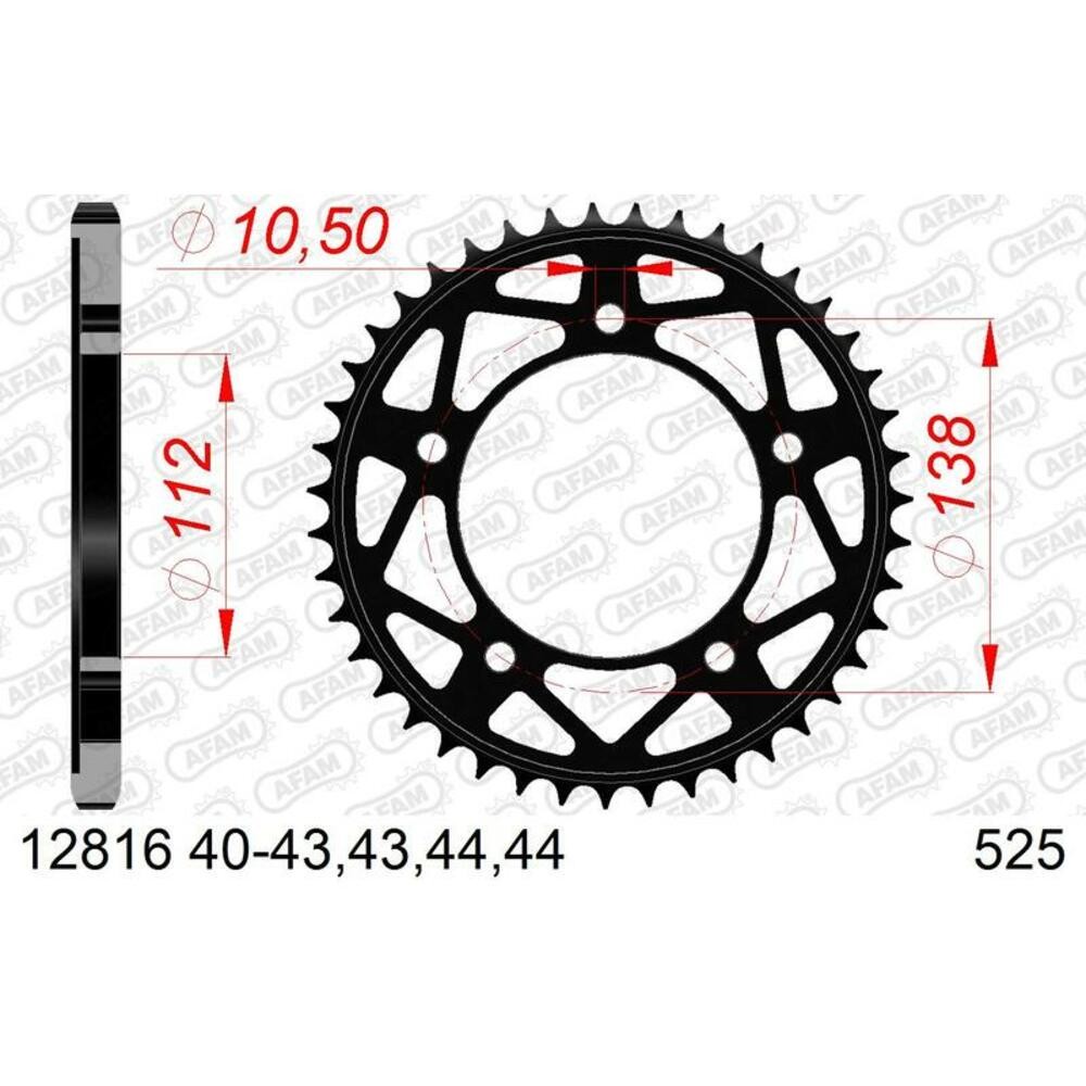 Afam Standard Steel Sprocket 12816-525 For Motorcycle Parts Accessories