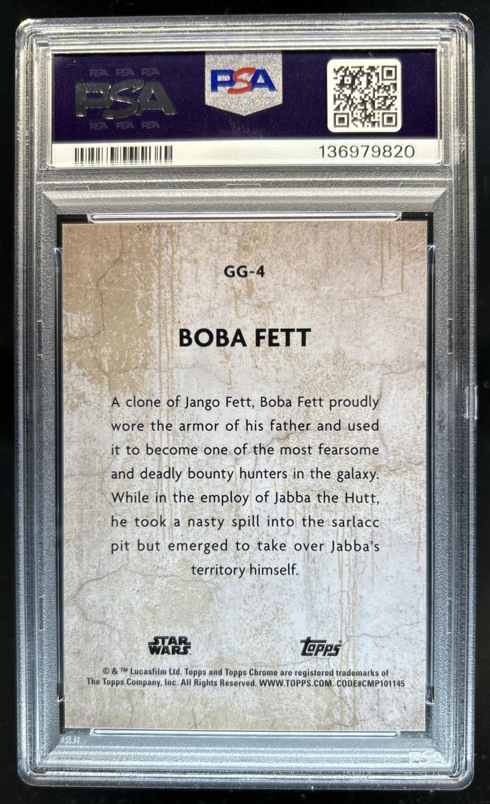 2025 Topps Chrome Star Wars Boba Fett Galactic Graffiti #GG-4 PSA 10 GEM MINT view 2