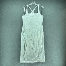 Express 100% Linen Dress Women 13 14 Midi Dress Gray Sleeveless Criss Cross Back