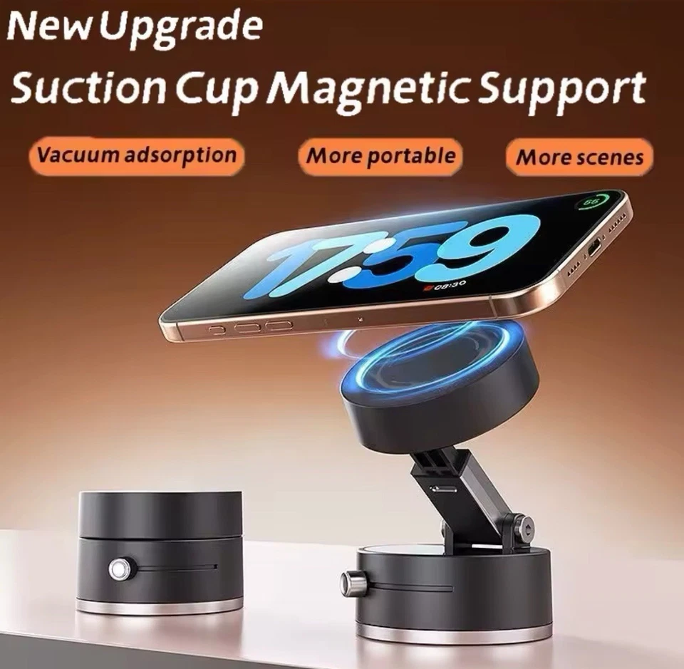 Portable Vacuum Magnetic Suction Cup Swivel Stand for Car&Desktop Mobile Holder - Image 3 of 4