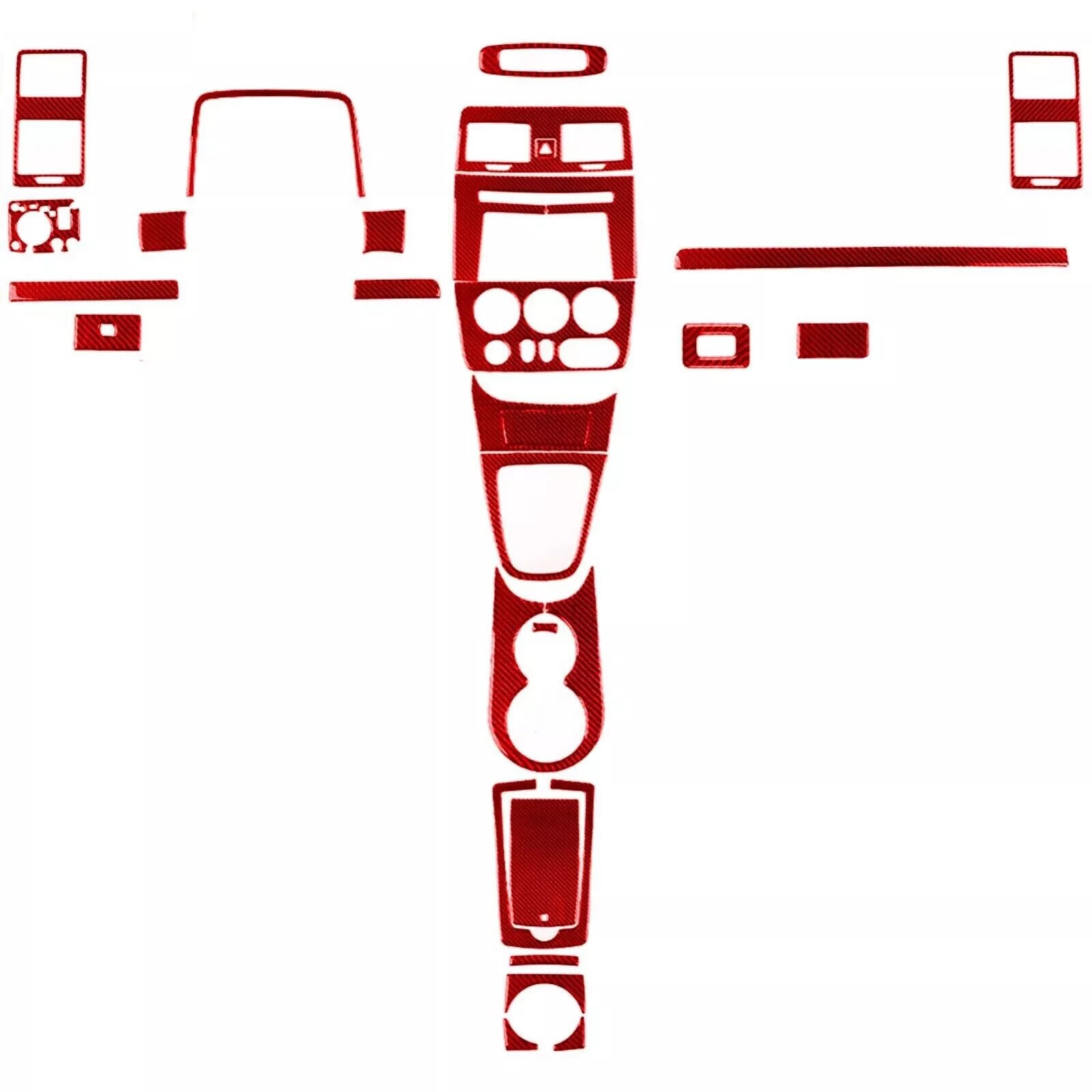 42Pcs Red Carbon Fiber Kits Full Interior Dash Trim Sticker For Hummer H3 06-10