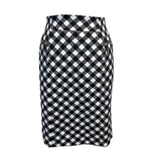 Michael Kors Skirt size 6 Black White Gingham Check Stretch Pencil Knee Career