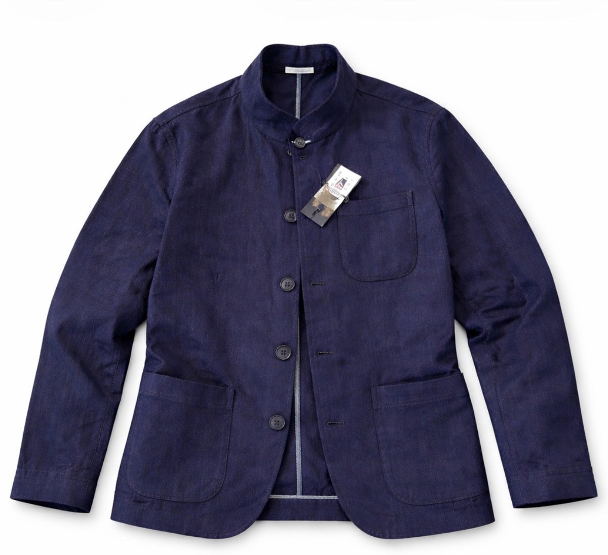 Joseph Abboud Linen Jacket Mens Large Navy Mandarin Collar Unlined