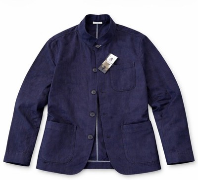 Joseph Abboud Linen Jacket Mens Large Navy Mandarin Collar Unlined