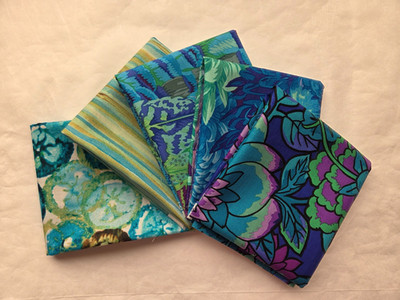 5 Fat Quarters - Blue Kaffe & Denise FQ 18 x 22 Cotton Quilting Fabric