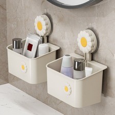 Bathroom Organizer Rack with Suction Cups for Toothbrush and Tumbler