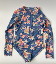 MED 7-8 - Wonder Nation Girls One Piece Long Sleeve Swimsuit Hawaiian Floral