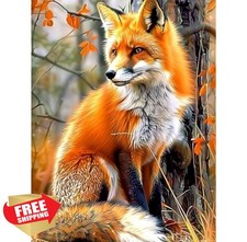 QENSPE Fox Diamond Painting,Diamond Art Kits for Adults,DIY 5D Round Full Dri...