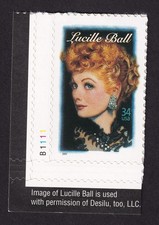 Scott #3523 Lucille Ball (Legends of Hollywood) Plate # Single Stamp - MNH LL