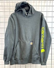 Carhartt Men's Hoodie Gray Pullover Long Sleeve Logo Original - Size L
