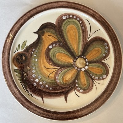 Vintage Willy Steinlin Hand Painted Ceramic Wall Plate Bird Flower Retro Rare  