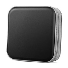 CD Case, 40 Capacity Hard Plastic DVD Case Portable Zipper CD/DVD Wallet Black