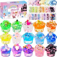 15 Pack Slime Kit for Kids, Butter Clear Cloud Galaxy Slime, Multicolor