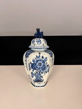Delft Deckelvase mit Foo Dog Blauw Delft Keramik Urne 35cm