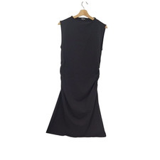 Quince Stretch Cotton Jersey Mock Neck Mini Dress TRUE Black Basic Sleeved L