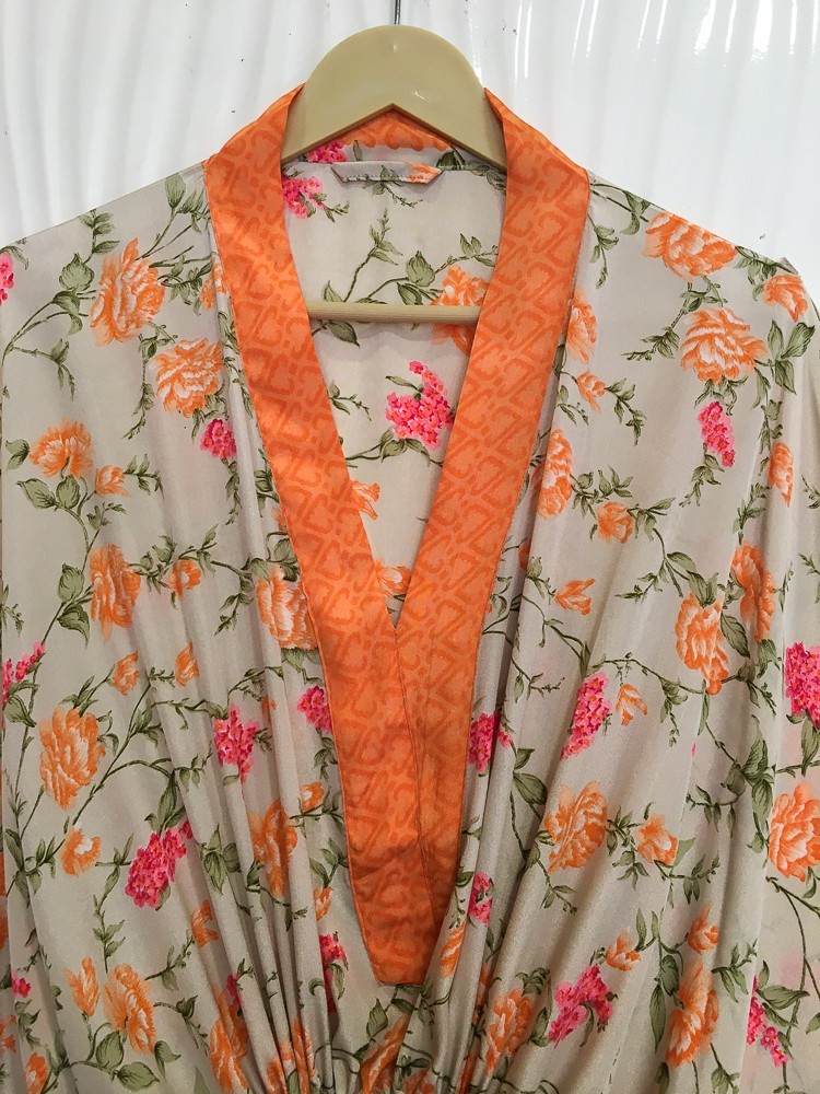 Satin Kaftan Off-White Loose fit Silk Maxi Dress Resort Wear Night Gown MFN1079