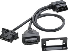 Right Angle Universal OBD2 OBD II Full 16 Pin Splitter Y Open Cable Extension Ad
