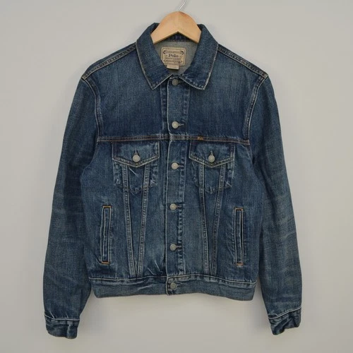 Polo Ralph Lauren Distressed Denim Trucker Jacket Mens Size S Small