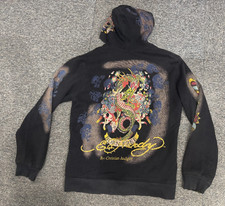 VNTG Y2K Don Ed Hardy By Christian Audigier Dragon Skull Tattoo Zip Hoodie 3XL