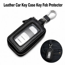 Leather Car Key Case Holder Key Fob Protector Cover Wallet Zip Pouch With Keyrin