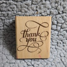 Vintage Rubber Stampede Wood Mounted Rubber Stamp Elegant "Thank You" A859f