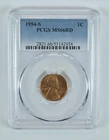 1954-S Lincoln Wheat Cent MS66 RD PCGS Blue Label *6002