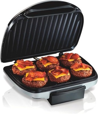 Electric Indoor Grill 6-Serving Nonstick Floating Hinge for Thicker Foods 1200W