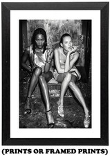 Quadro Kate Moss & Naomi Campbell in bianco e nero A5 A4 A3 stampa/poster incorniciato #908