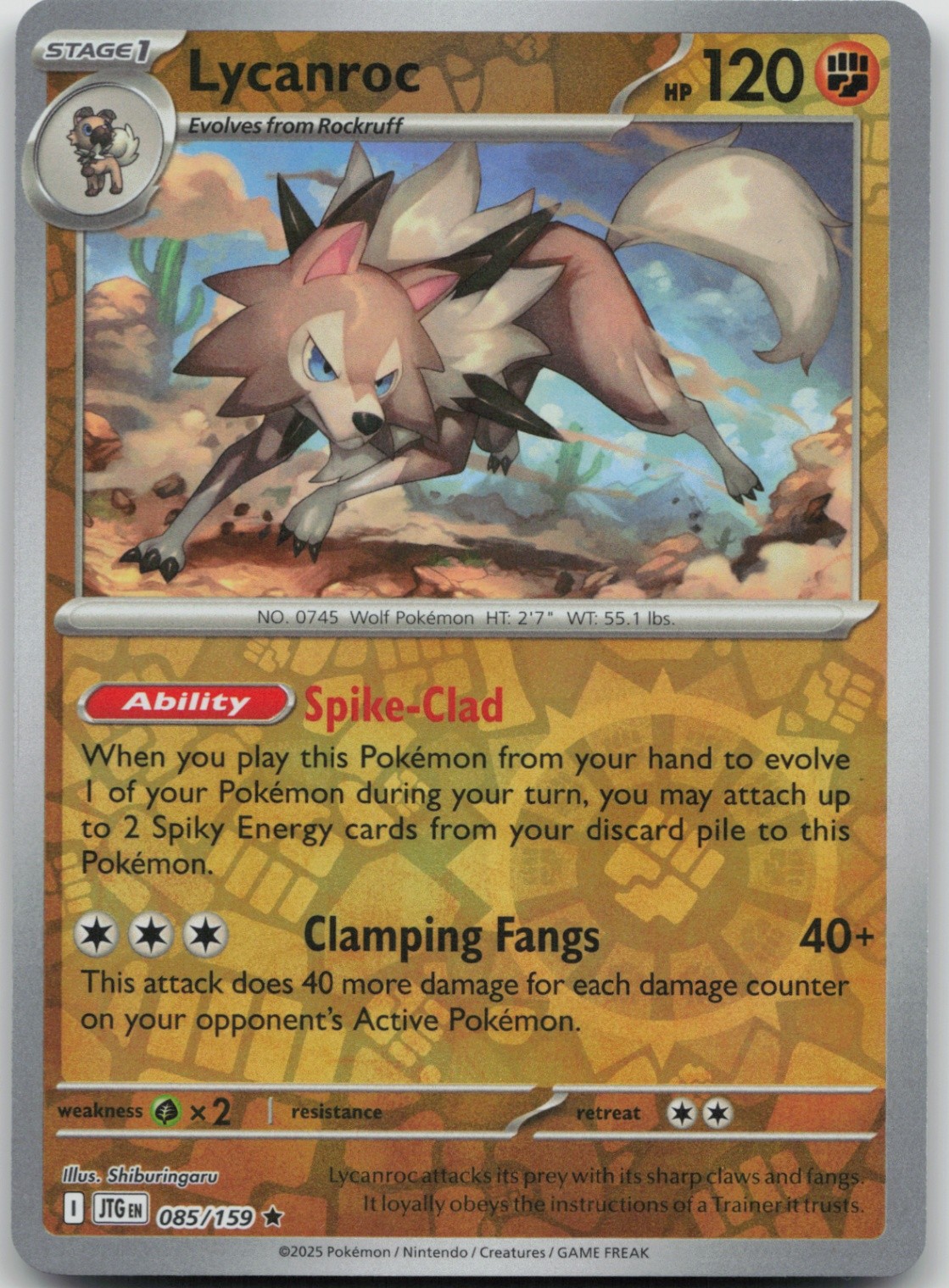 Lycanroc - 085/159 Rare SV09: Journey Together NM Reverse Holo