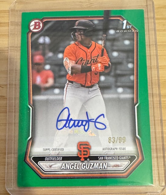2026 Bowman Green Border Angel Guzman Autograph 83/99 1st Bowman Giants BPA-AG