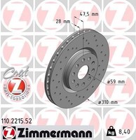 2X Zimmermann Bremsscheibe 110.2215.52 FüR Alfa Romeo Lancia