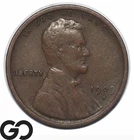 1909-S Lincoln Cent Wheat Penny *Better Date, VF+/XF
