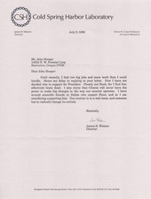 James Watson - 1992 Letter Signed - Chastises George H.W. Bush & Bill Clinton