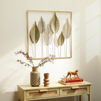 Wanddeko LuxuriöSe Wandbild Metallbild Wandskulptur Mit Blattdesign Gold