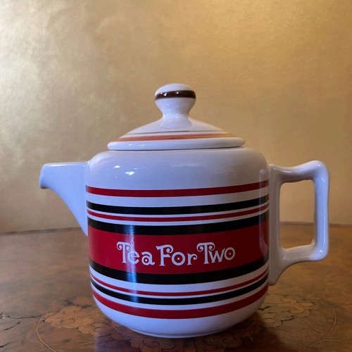 Tea for Two Red White Black Teapot