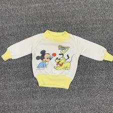 Vintage Disney Babies Mickey Mouse Sweatshirt Baby 0-6M Pluto Cartoon 80s