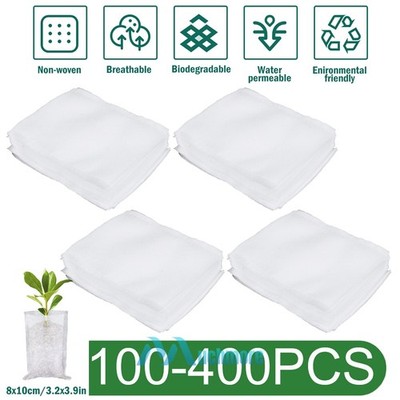 Max 400PCS Biodegradable Nursery Bags Non-woven Plant Grow Seedling Planting Pot