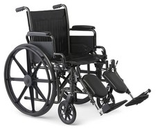 Medline K1 Basic Vinyl Wheelchair, 20" Wide Seat, Swing-Back Desk-Length Arms