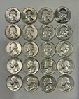 Lot of 20 90% silver 1960~1964 circulated Washington quarters