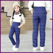 2-12Y Casual Kids Boys Girls Winter Pants Solid Children High Waist