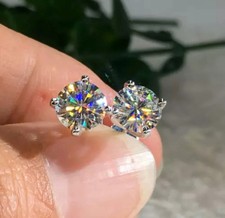 2 Ct Round Cut VVS1/D Lab Created Solitaire Stud Earrings 14K White Gold 6mm