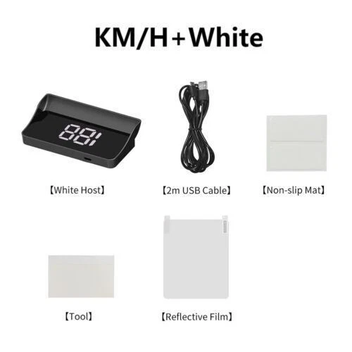 Universal HUD GPS Head Up Display White Speedometer Odometer KM/H Car Digital - Image 2 of 4