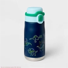 14oz Water Bottle - Cat & Jack Dino: Portable Plastic & Stainless Steel