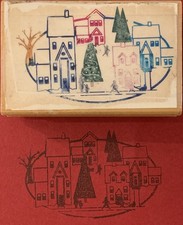 Rubber Stamp Winter Christmas Village Scene