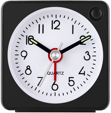 Travel Analog Alarm Clock, 2.25 inch, Ultra Small Clock with Snooze and Light Fu