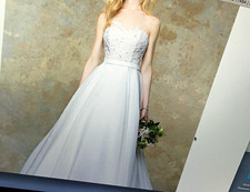 White Strapless Sleeveless Lace A-Line Wedding Dress with Train