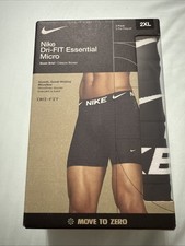 Nike Dri-FIT Essential Boxer Briefs 3 Pack Black /White Band Size 2XL NEW