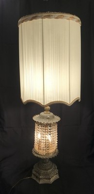 Vtg 3 way Hollywood Regency Loevsky L&L Crystal Waterfall Prism Lamp 1960s 42'' H