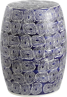 Home Lorey Blue and White Ceramic 18-Inch Indoor/Outdoor Garden Stool Side Table