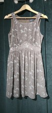 Apricot Floral Fit and Flare Dress UK 8 Taupe White Sleeveless Zip Back